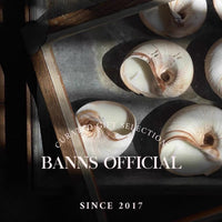 Large natural spiral shells displayed in a dark wooden tray, Banns Official curated gift selection since 2017