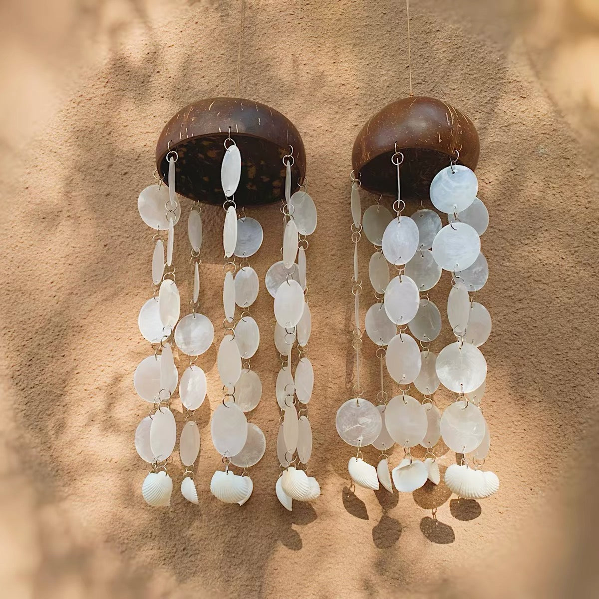 Ocean Whisper Capiz Shell Wind Chime| Handmade Coconut Shell Hanging Decor