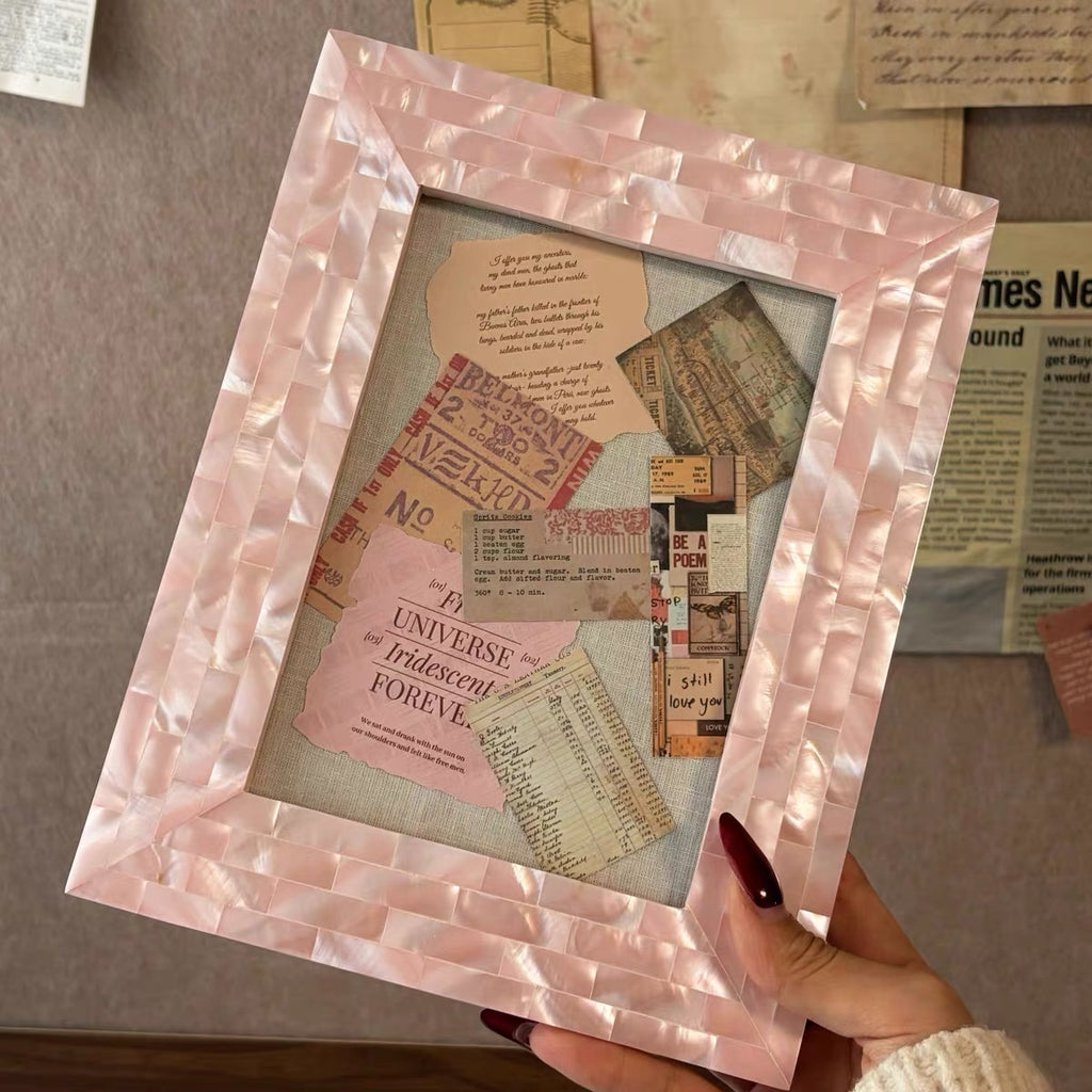 Pink Shell Glow French Collage Art Frame