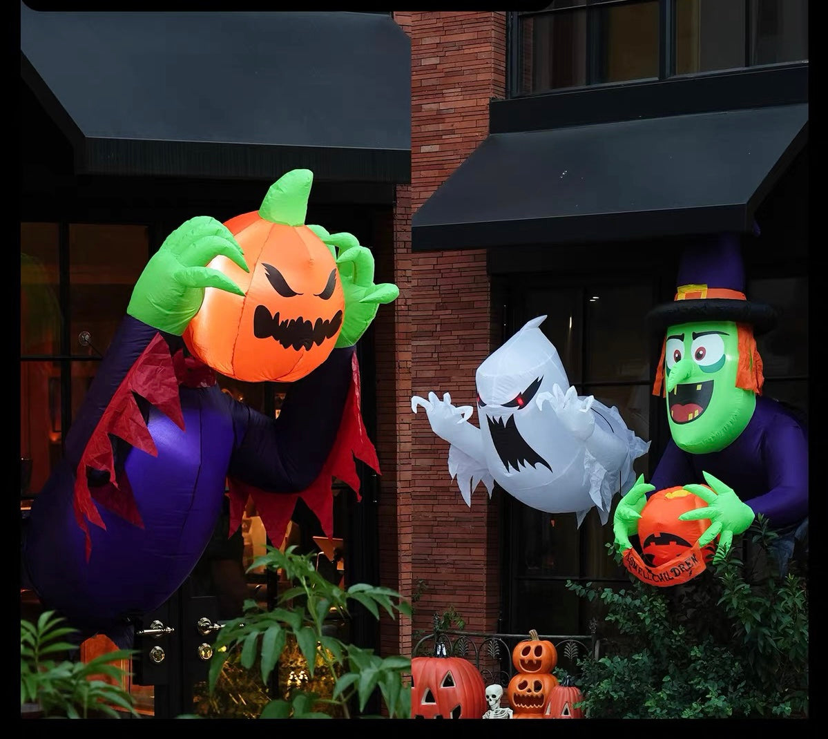 Halloween Inflatable Ghost & Pumpkin Outdoor Decorations