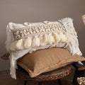 Coastal Shell Tassel Lumbar Pillow | Boho Wabi-Sabi Cushion Cover