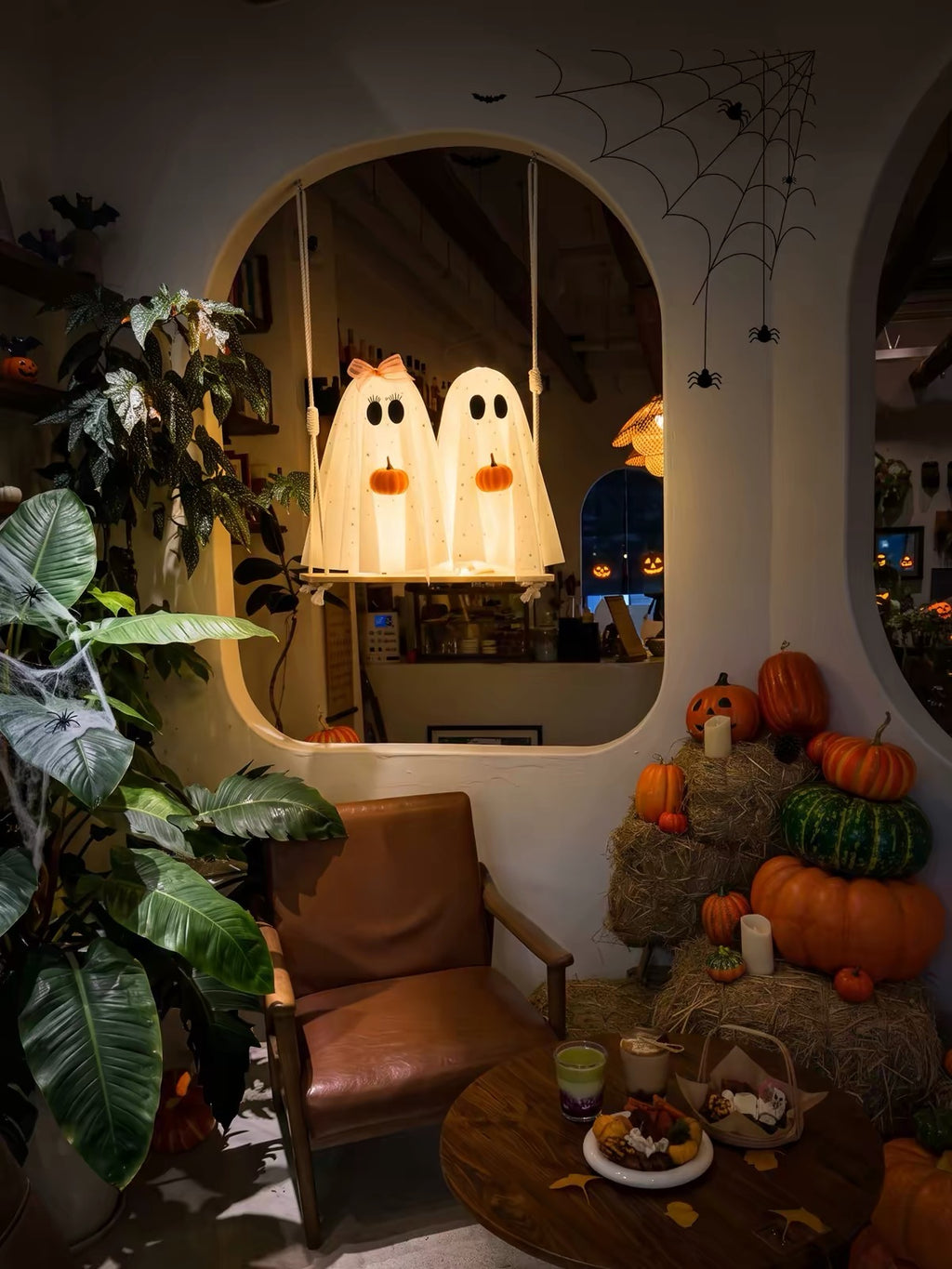 Autumn Ghost Glow Halloween Hanging Porch Light Decor
