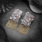 PearlCascade & MetalWeave Earrings