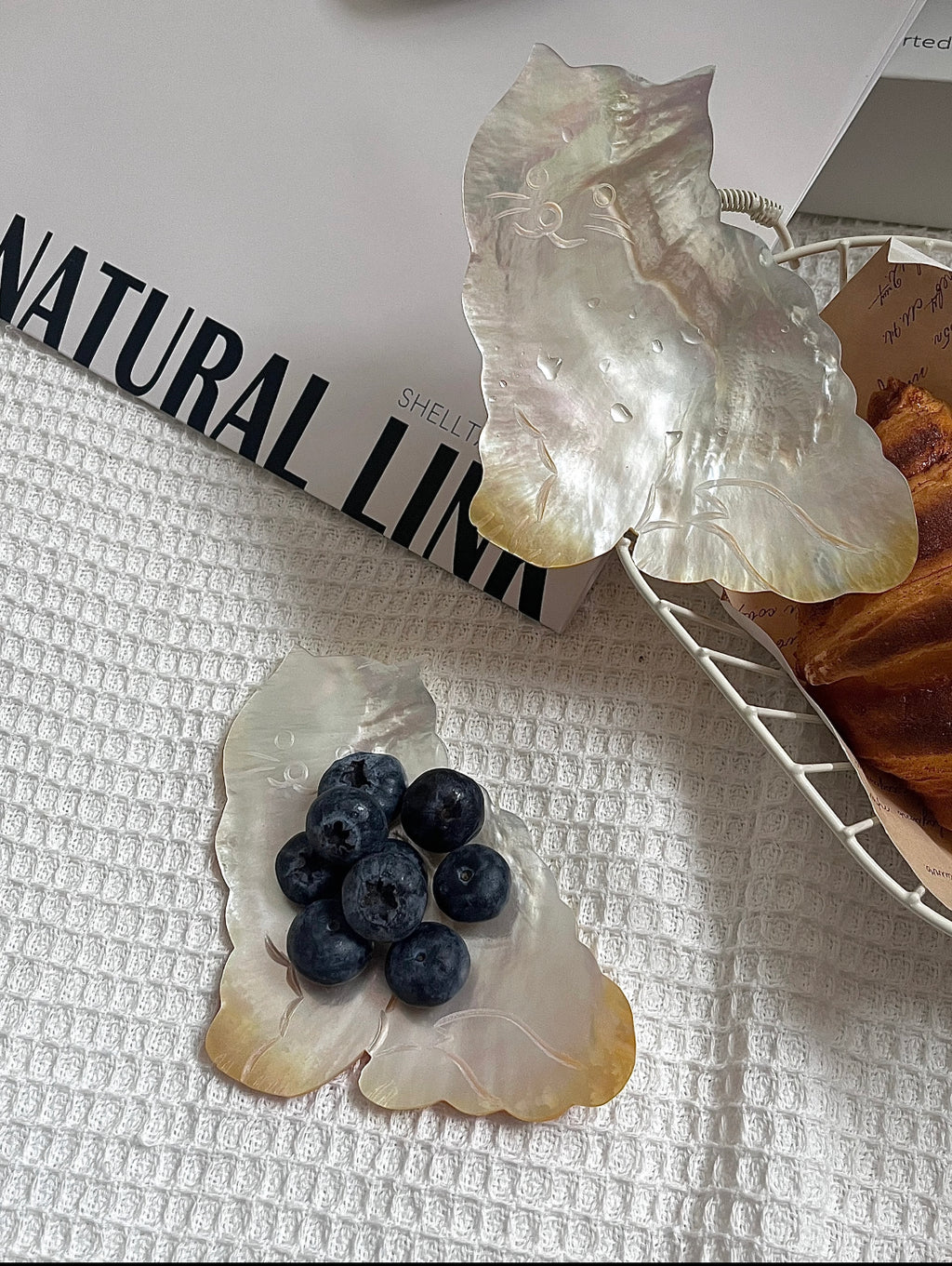 Moonlit Paws Cat Shell Plate | Natural Butterfly Shell
