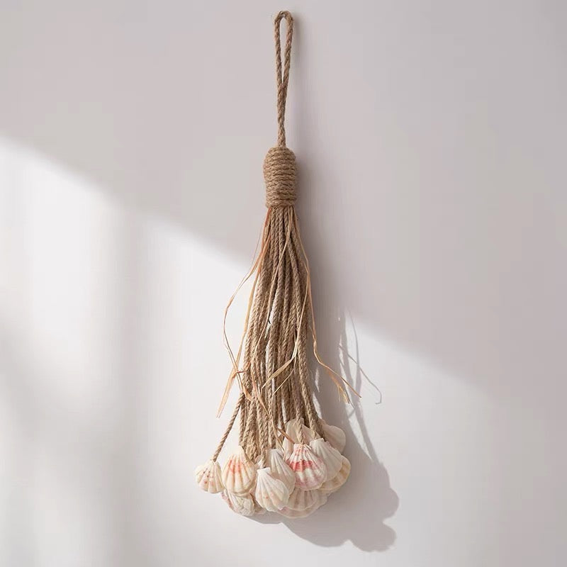 Mediterranean Shell & Conch Rope Wall Hanging | Coastal Boho Decor