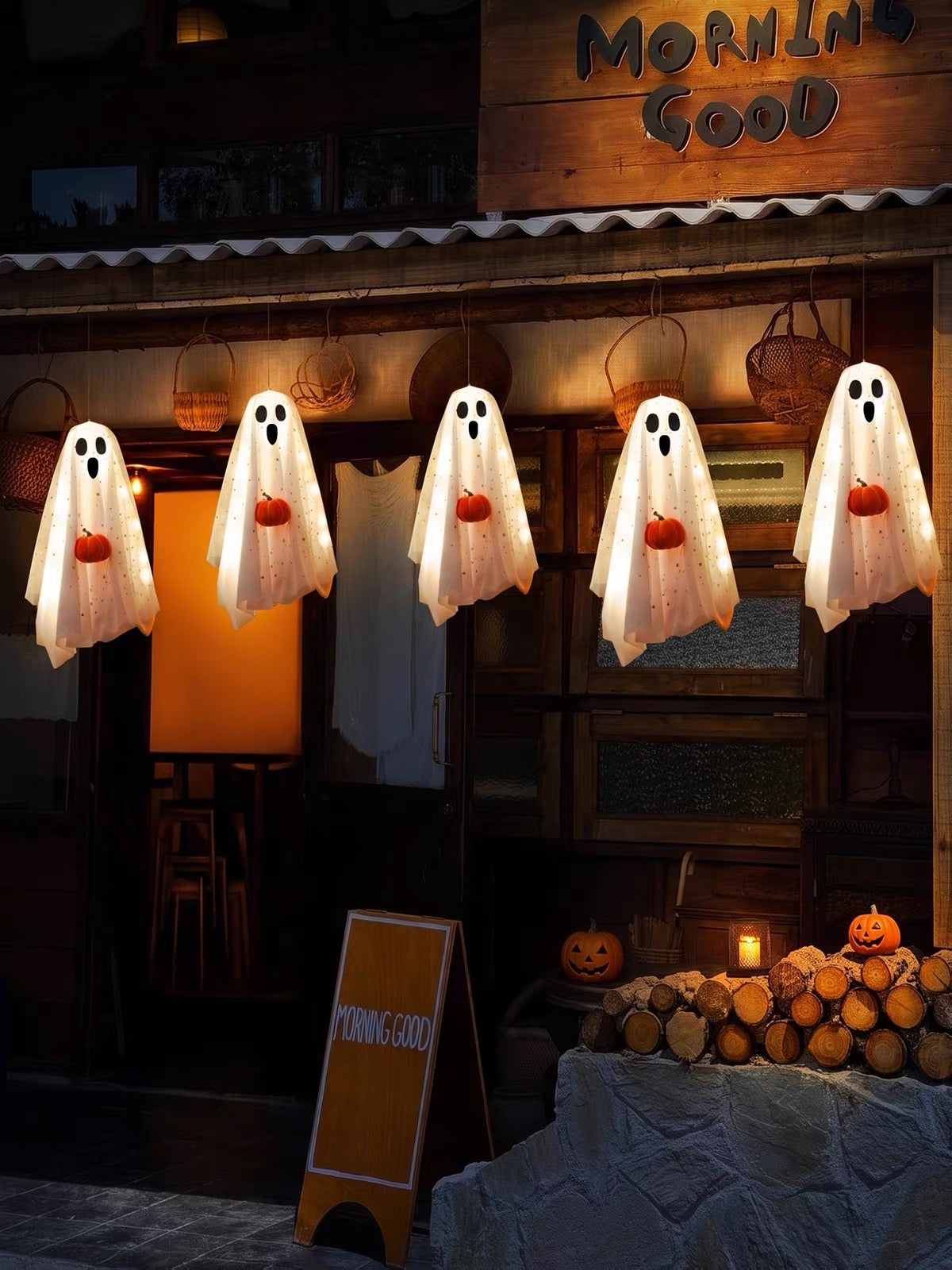 Halloween Ghost Hanging Light – Glowing Ghost Decor
