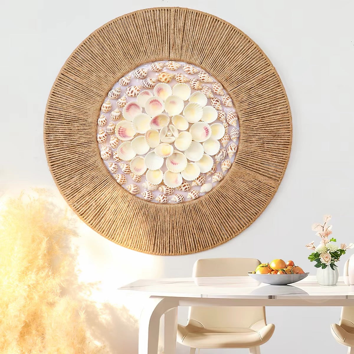 Coastal Shell & Woven Wall Art | Handmade Boho Wall Decor