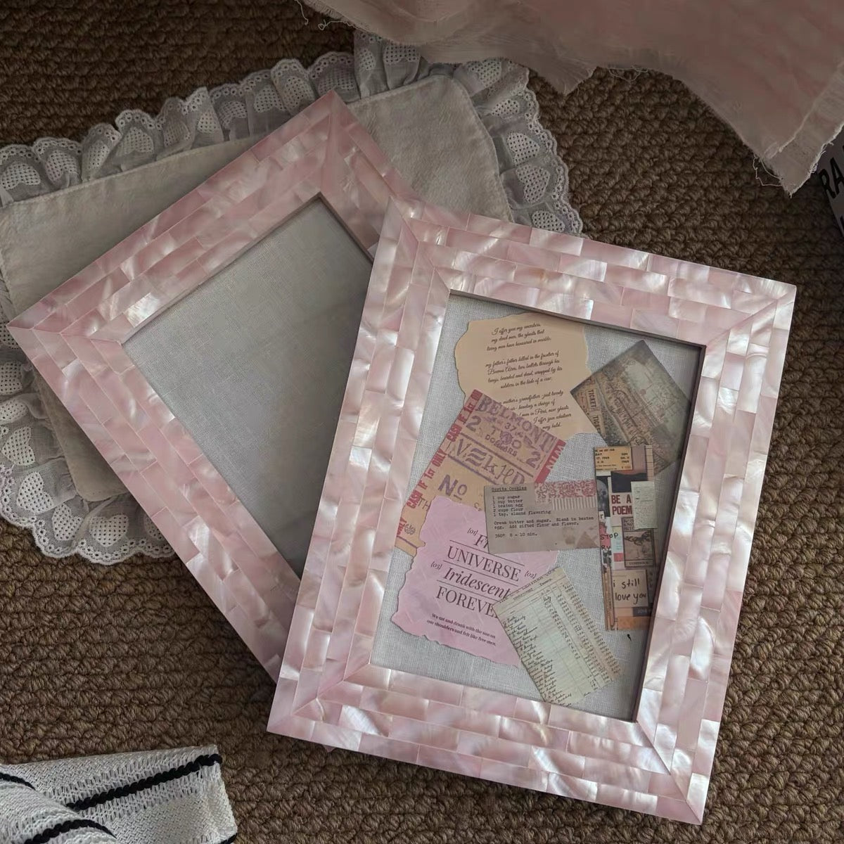 Pink Shell Glow French Collage Art Frame