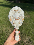 Mermaid Seashell Hand Mirror | Handmade Coastal Vanity Mirror