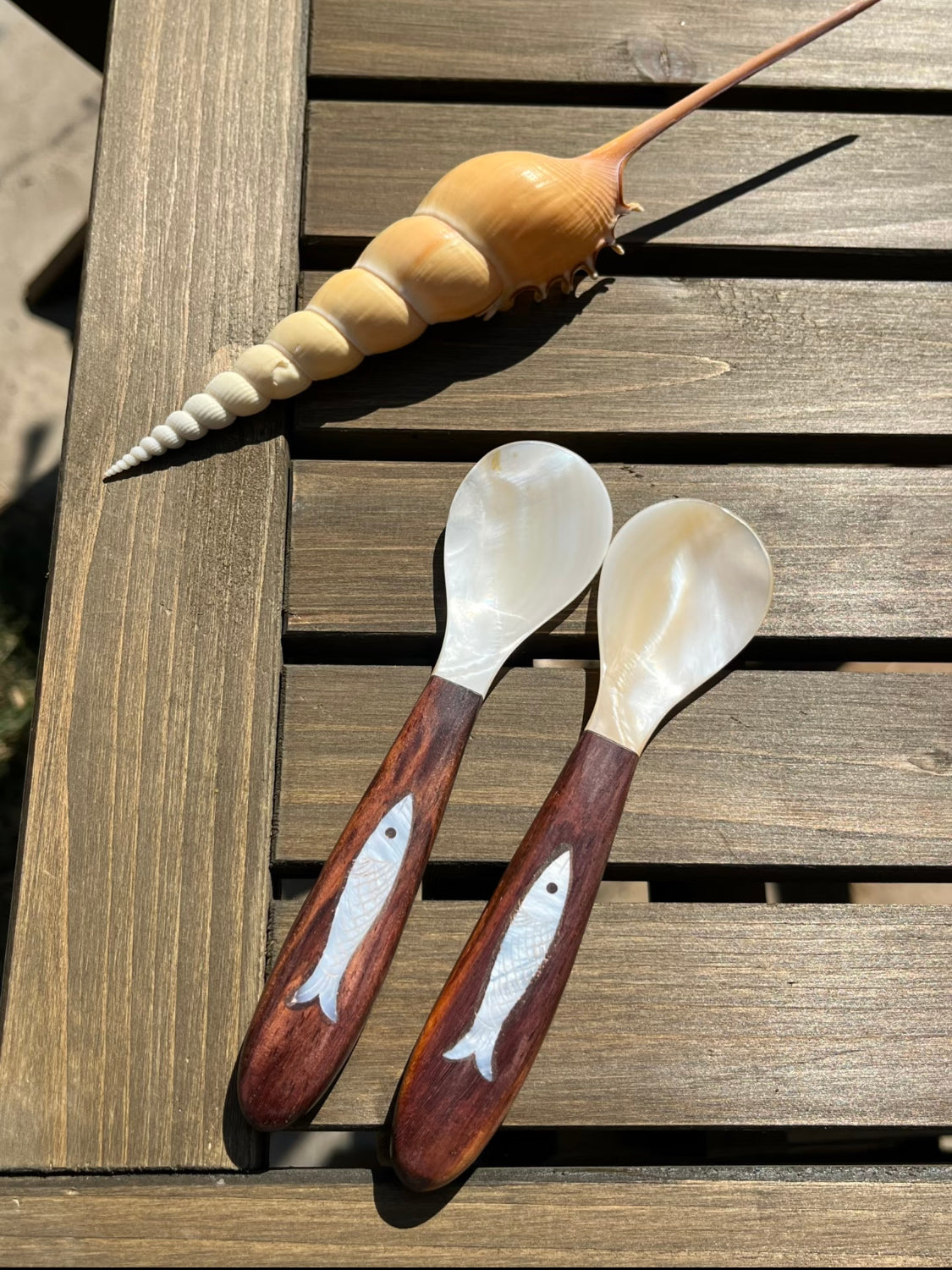 Sea Whisper Fish-Inlaid Mother-of-Pearl Spoon