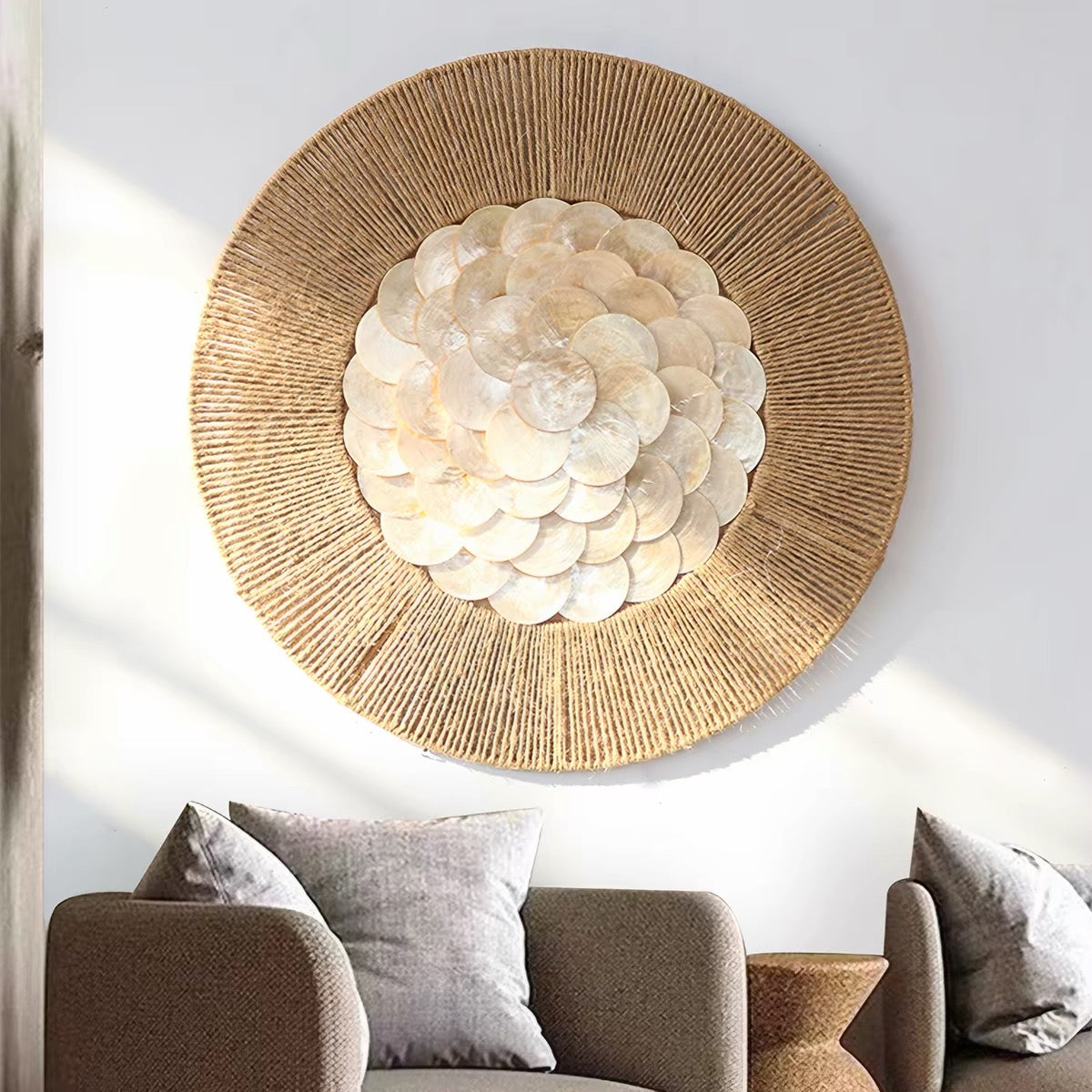 Coastal Shell & Woven Wall Art | Handmade Boho Wall Decor