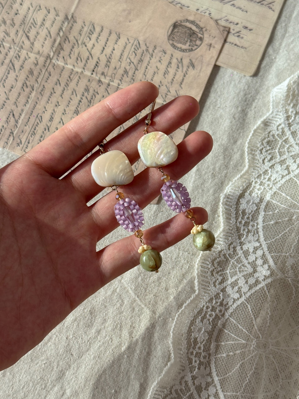 Vintage Baroque Pearl Shell Handmade Earrings