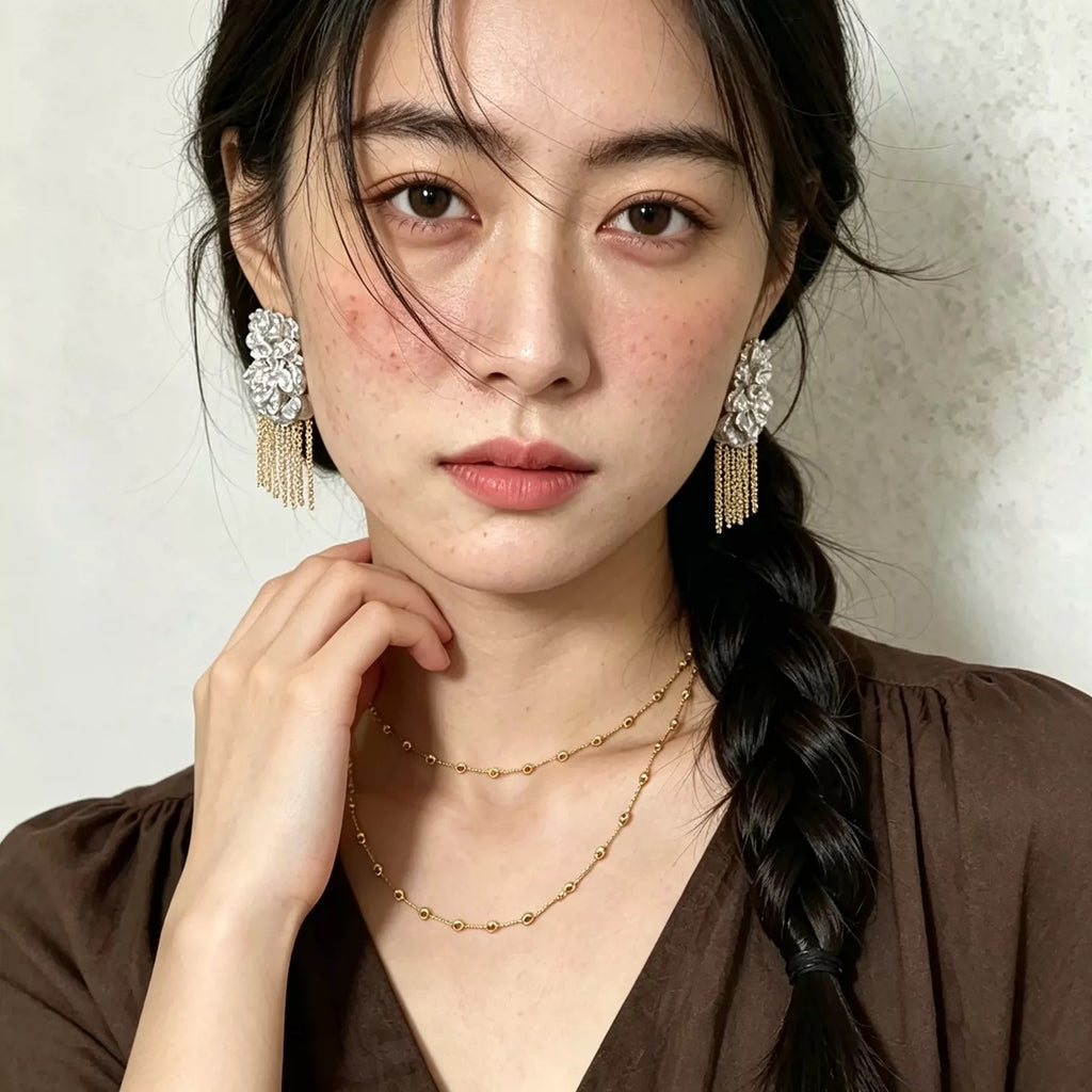 PearlCascade & MetalWeave Earrings