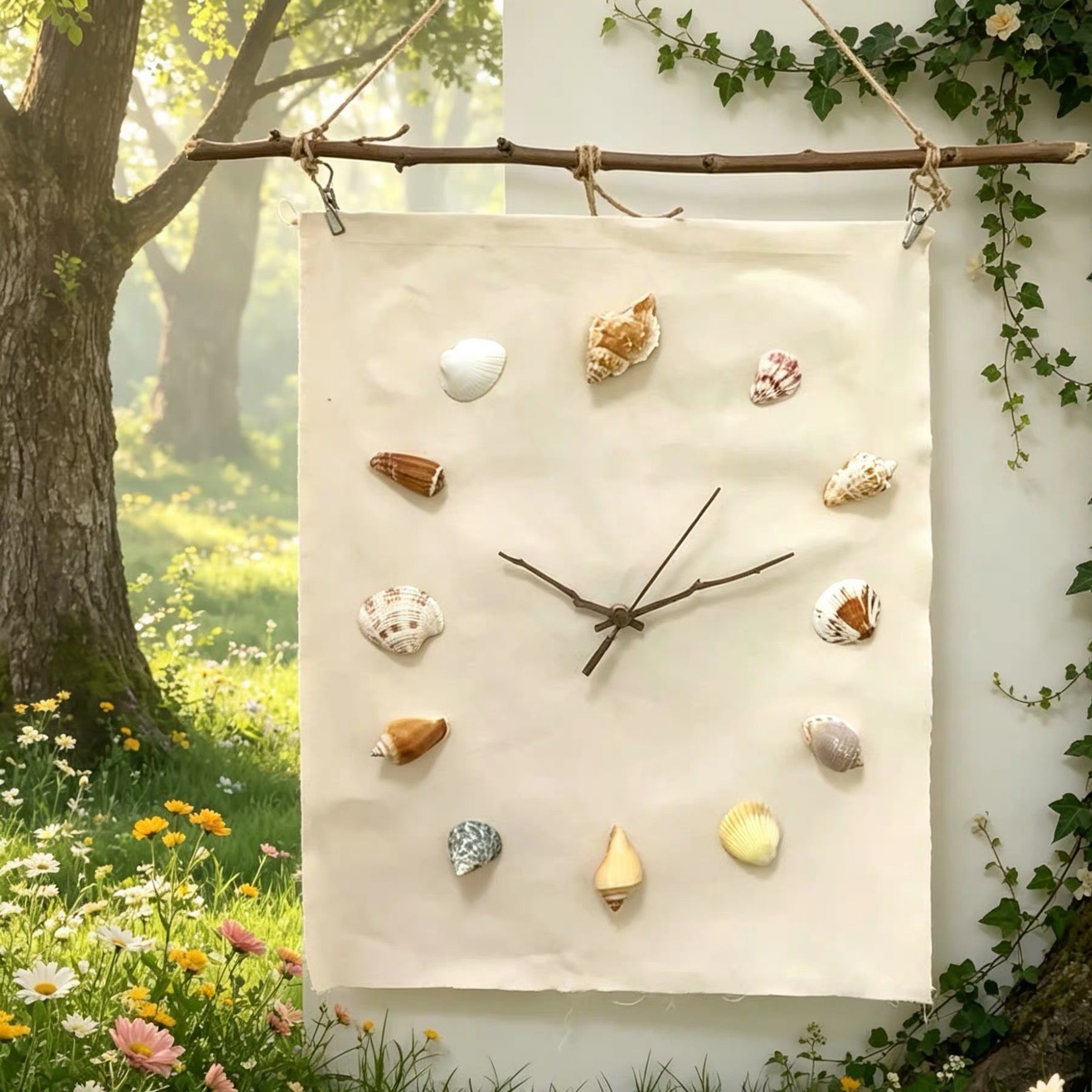 Coastal Shell Wall Clock – Handmade Beach Decor | DIY Kit or Finished