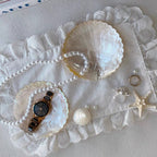 Golden Shell Glow Handcrafted Ruffled Mother-of-Pearl Tray