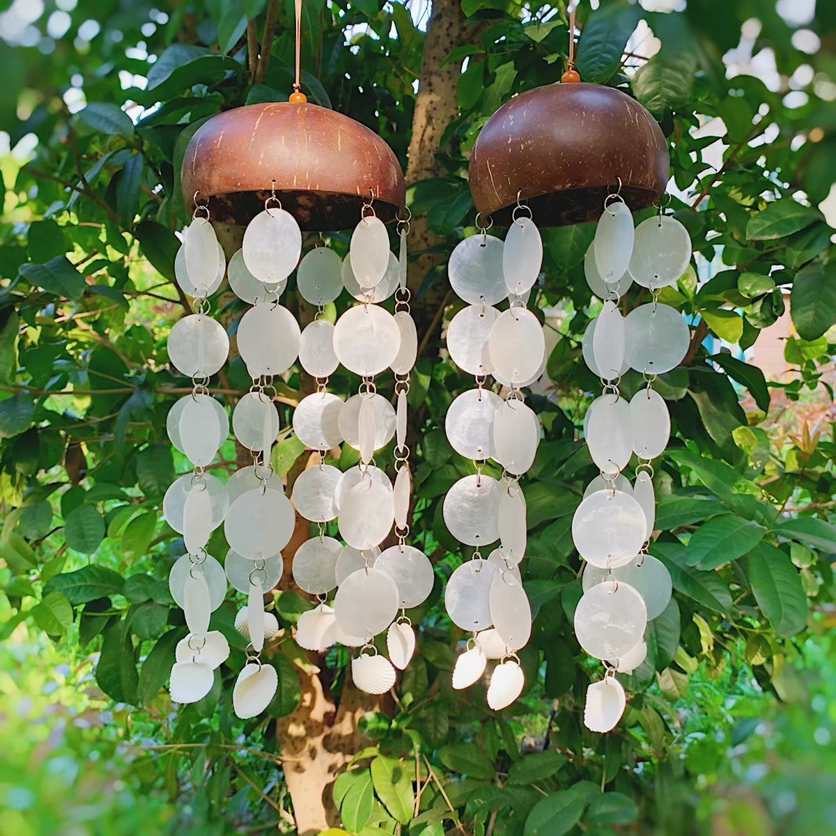 Ocean Whisper Capiz Shell Wind Chime| Handmade Coconut Shell Hanging Decor