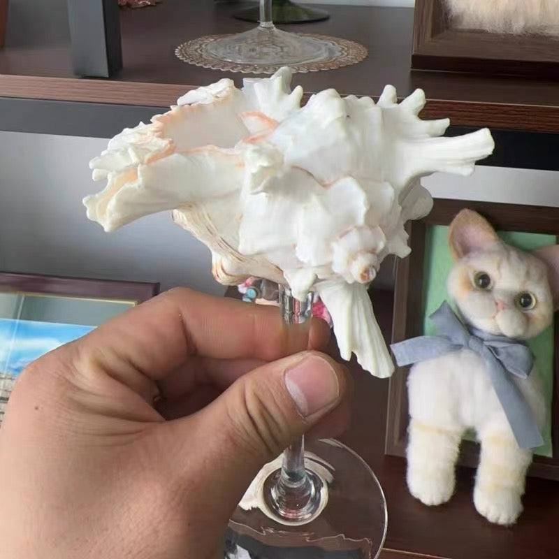Natural Seashell Wine Cup with Decorative Ribbon