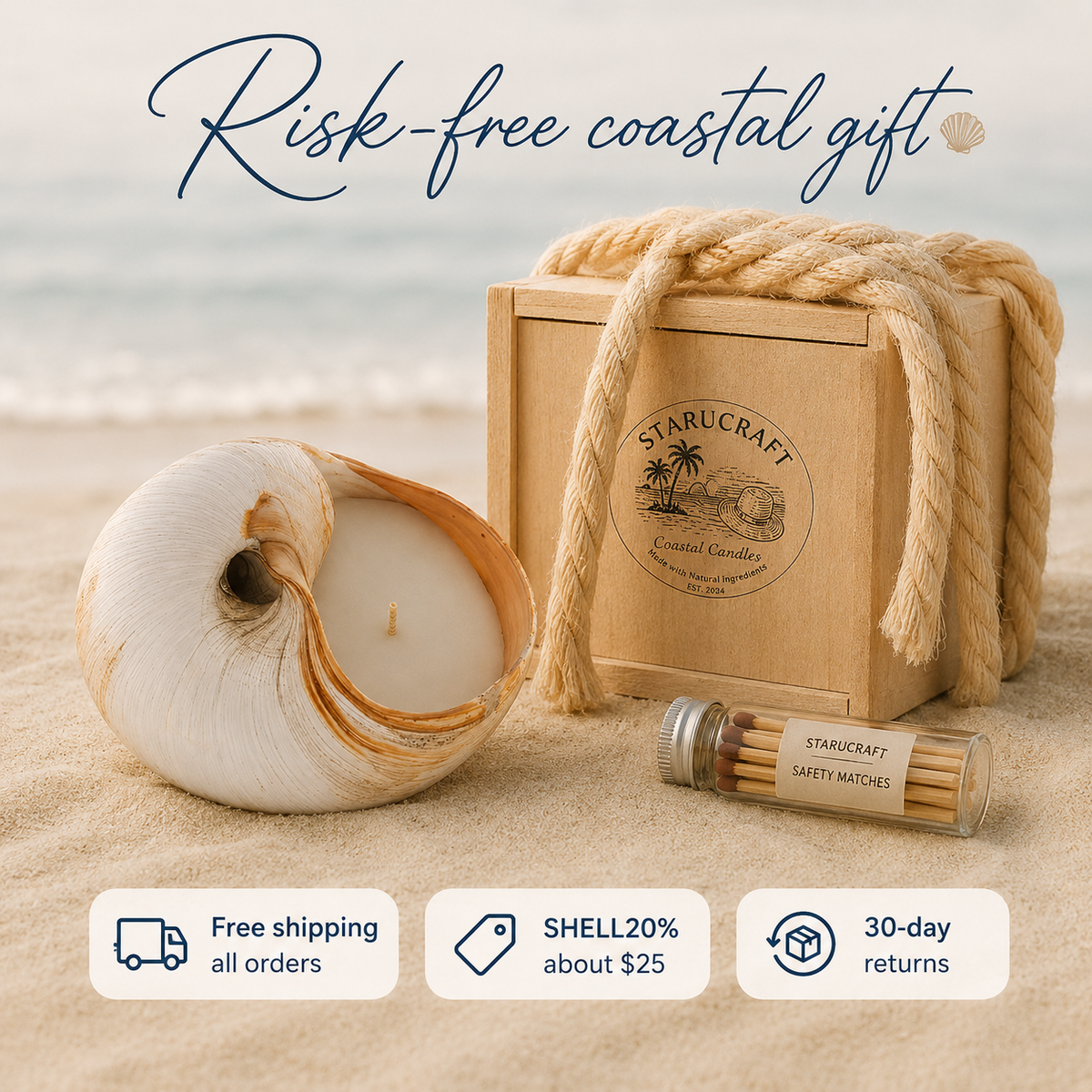 Ocean’s Gift Natural Seashell Soy Wax Candles