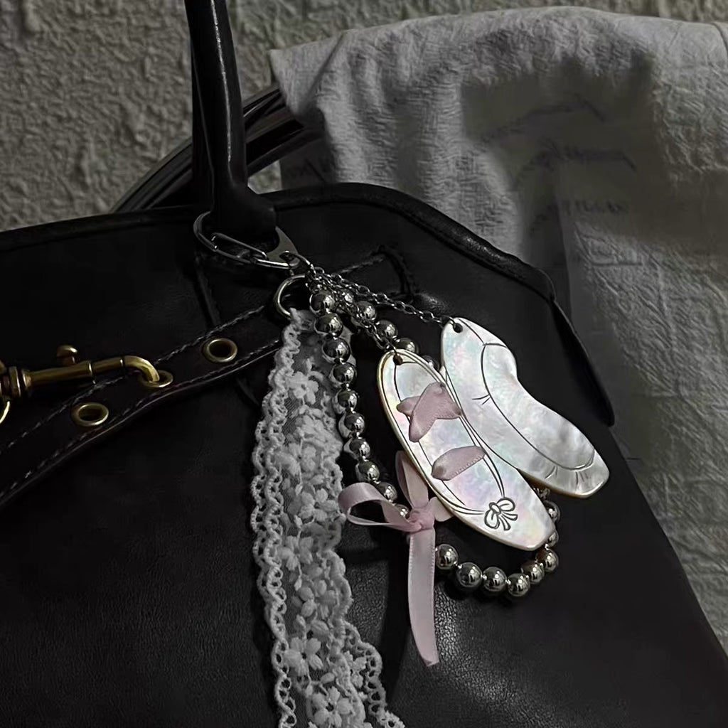 Silver Bead Ballet Mother-of-Pearl Shoe Charm