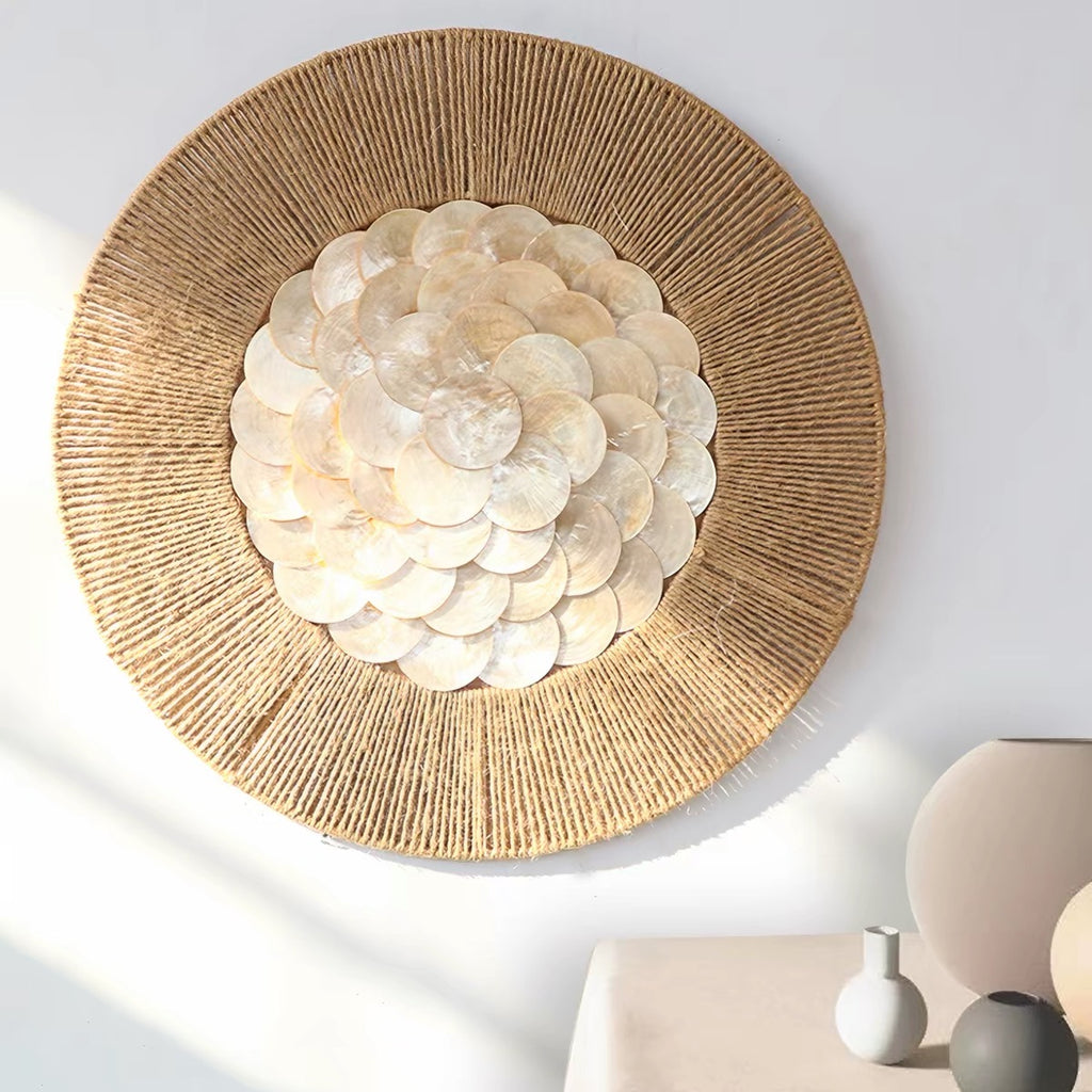 Coastal Shell & Woven Wall Art | Handmade Boho Wall Decor