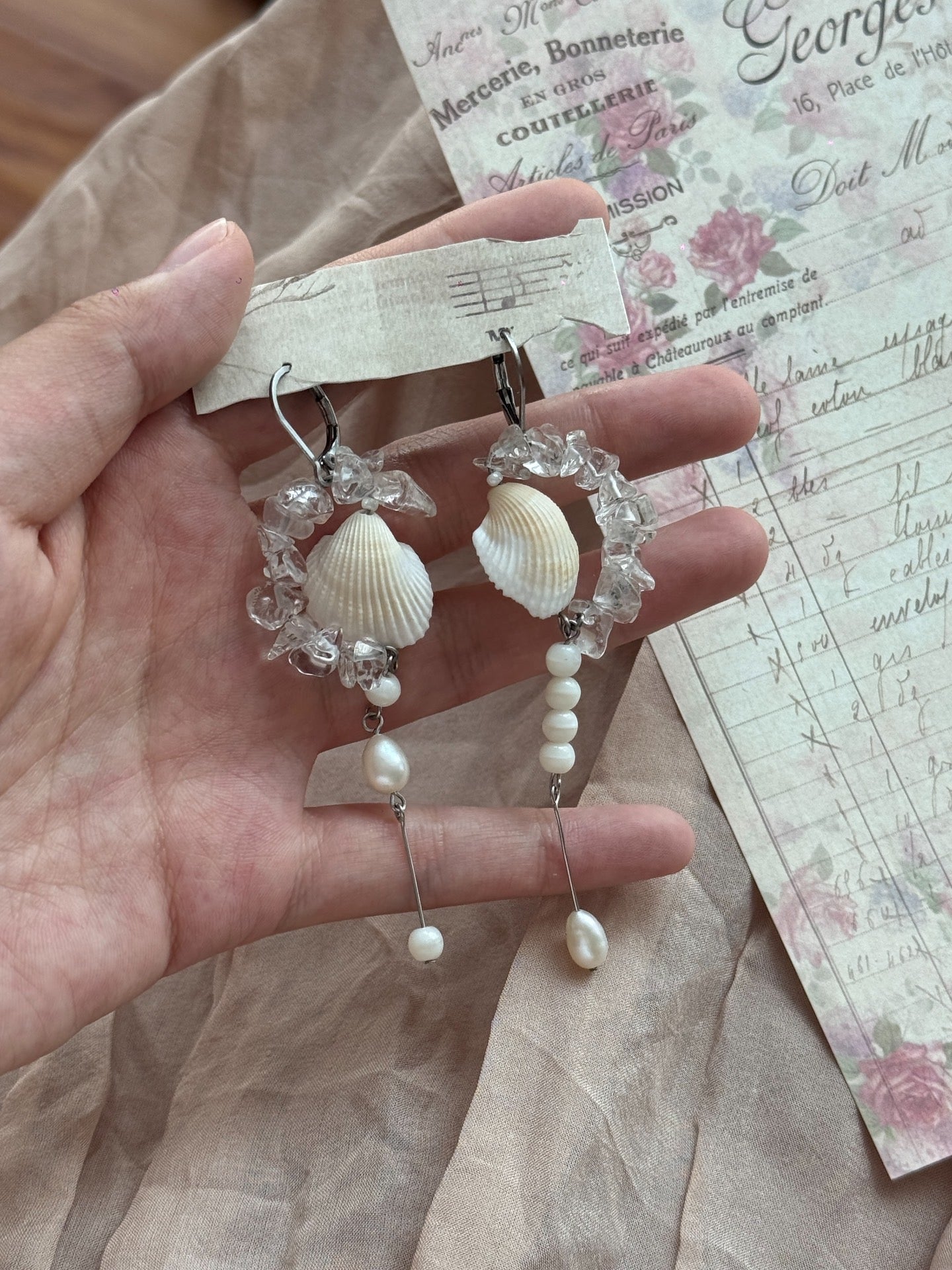 Pure Dew Shell Statement Earrings