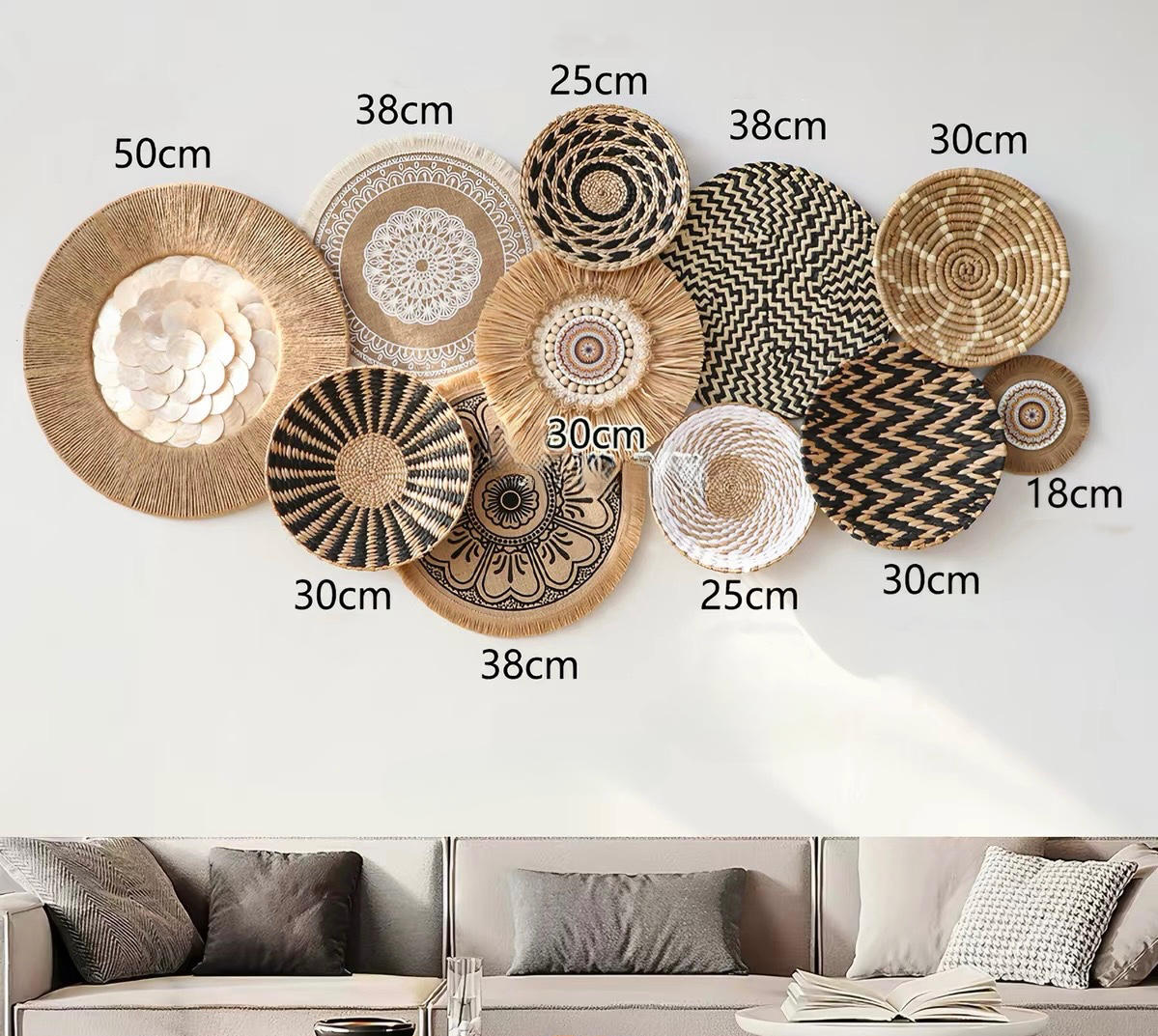 Coastal Shell & Woven Wall Art | Handmade Boho Wall Decor