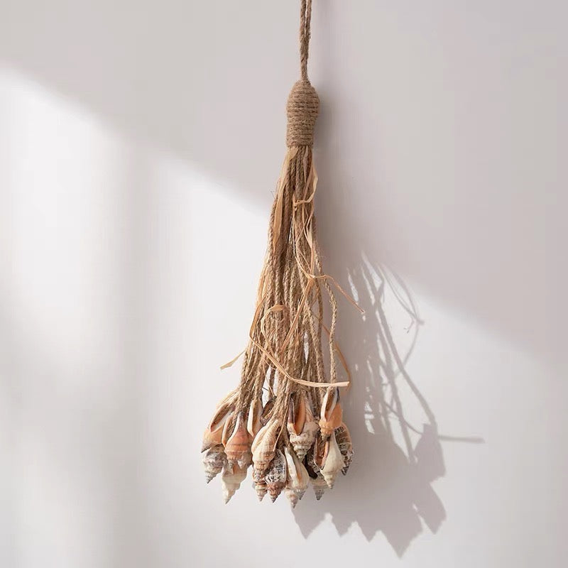 Mediterranean Shell & Conch Rope Wall Hanging | Coastal Boho Decor
