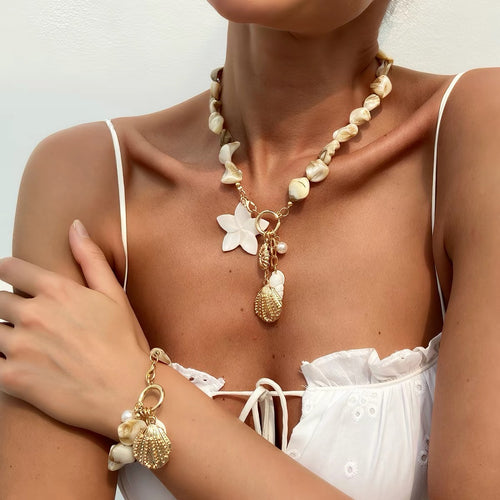 Handmade Natural Seashell & Flower Jewelry Set