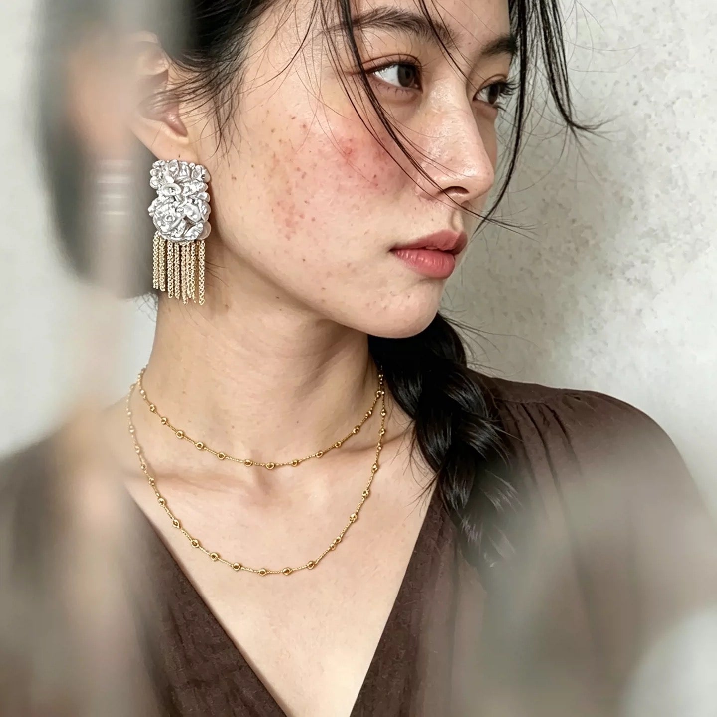 PearlCascade & MetalWeave Earrings