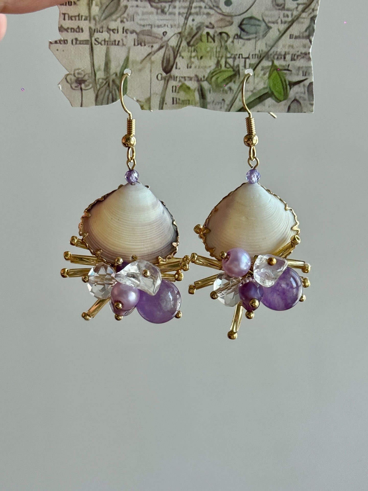 Violet Mist Shell Statement Earrings