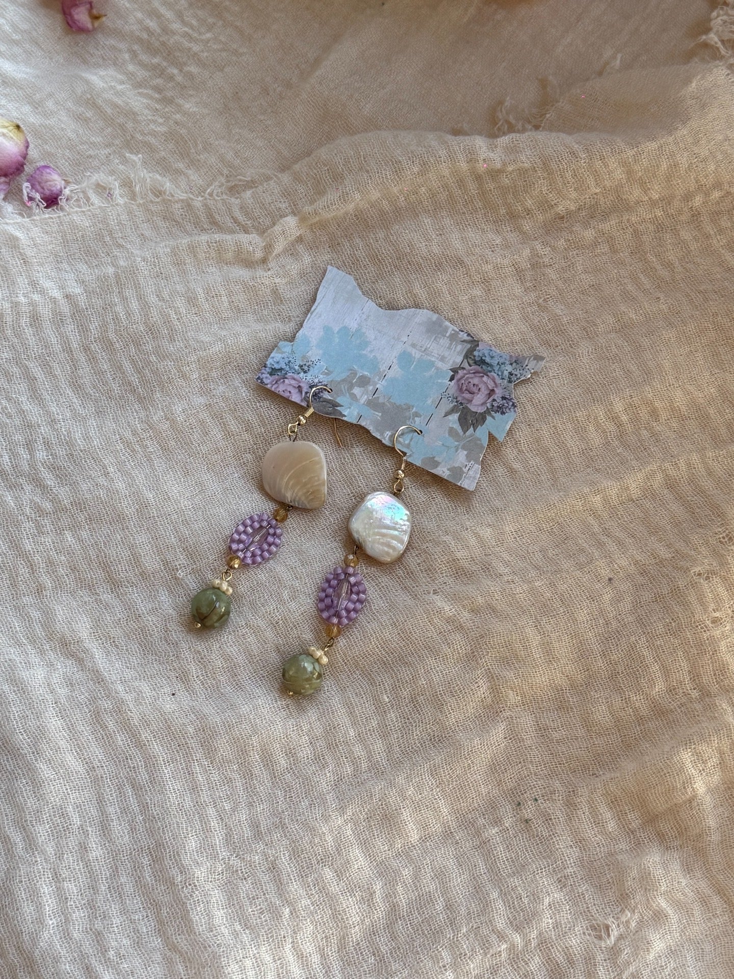 Vintage Baroque Pearl Shell Handmade Earrings