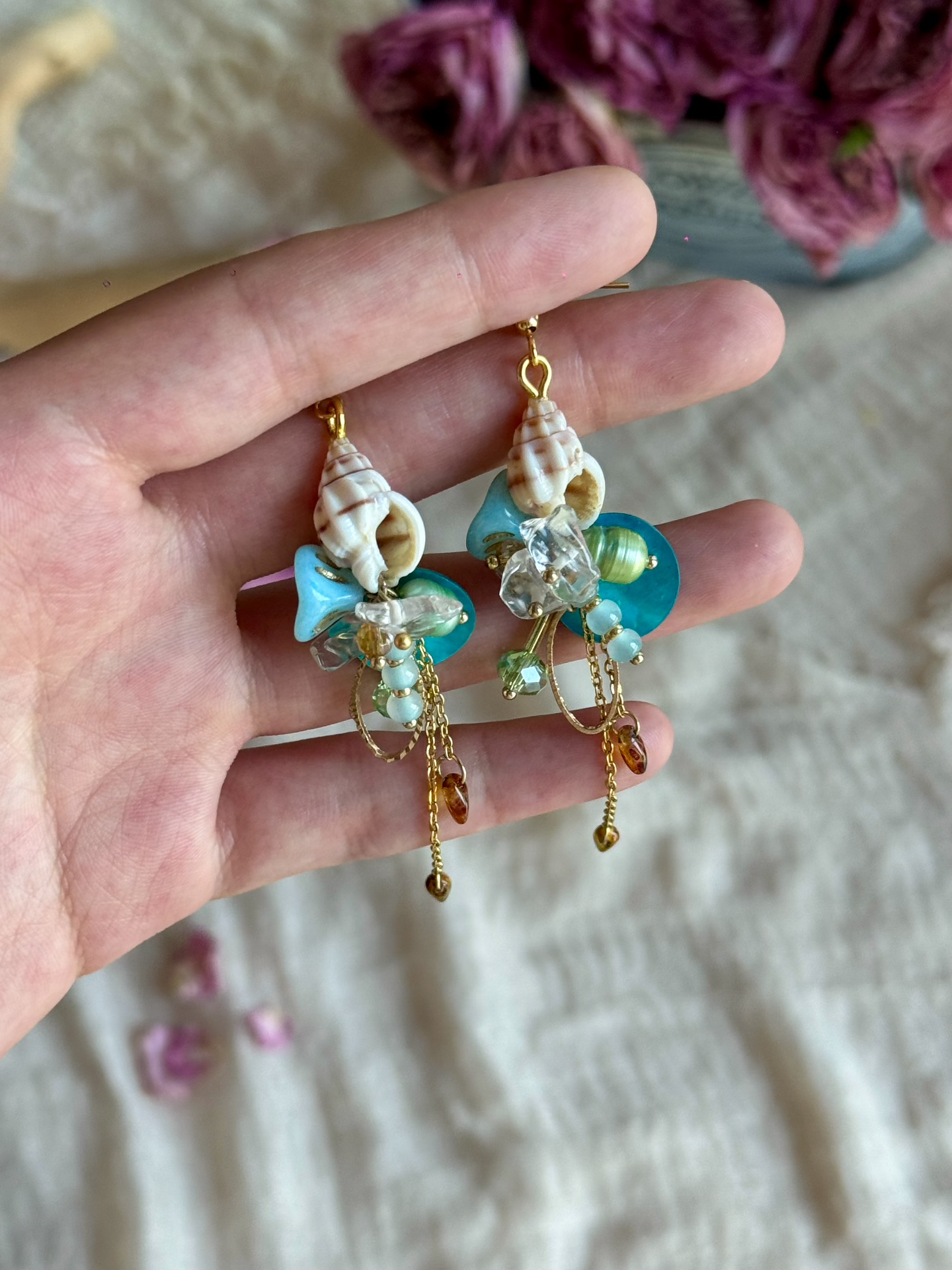Babylon Ocean Relic Handmade Shell Statement Earrings