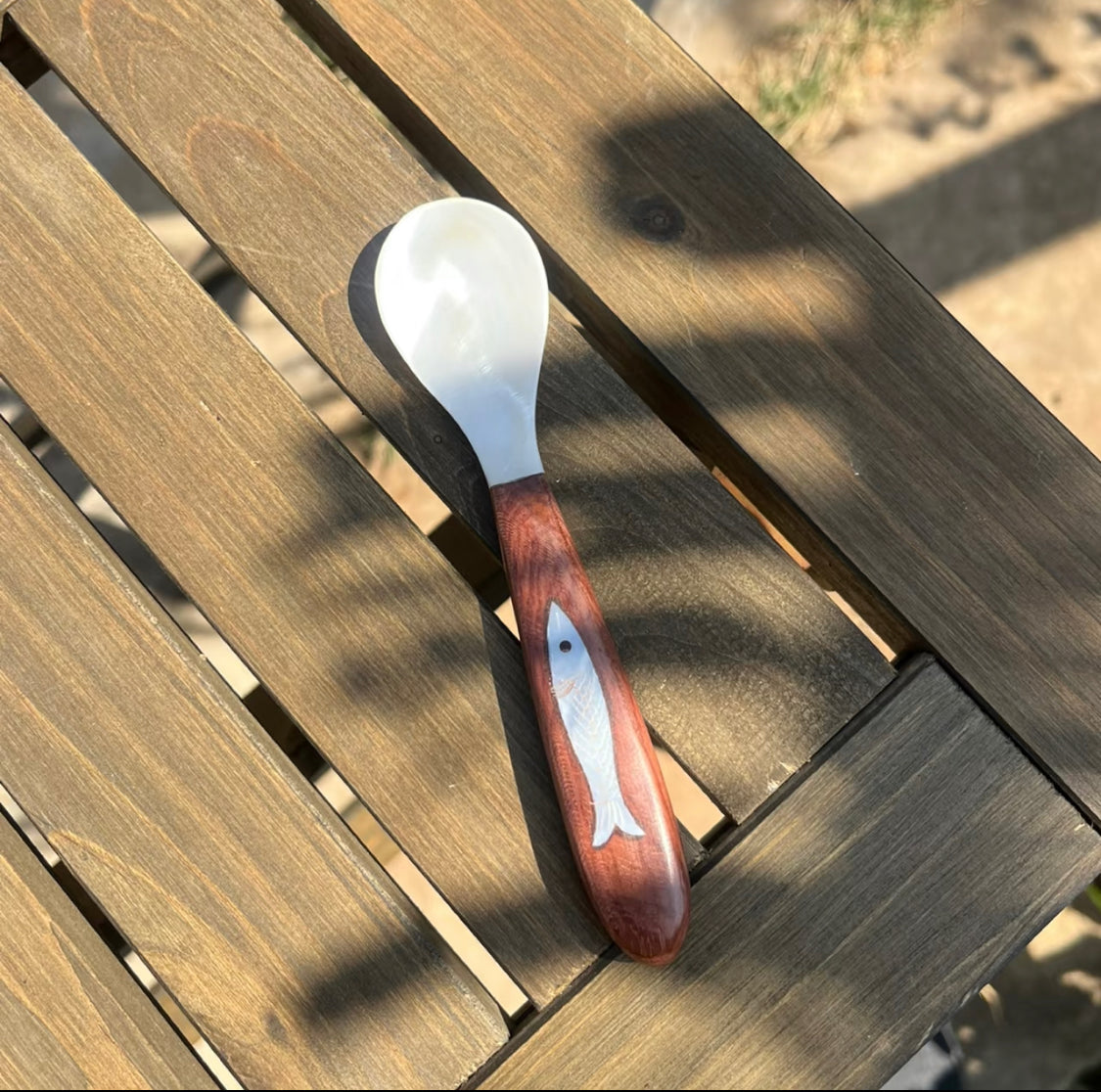 Sea Whisper Fish-Inlaid Mother-of-Pearl Spoon