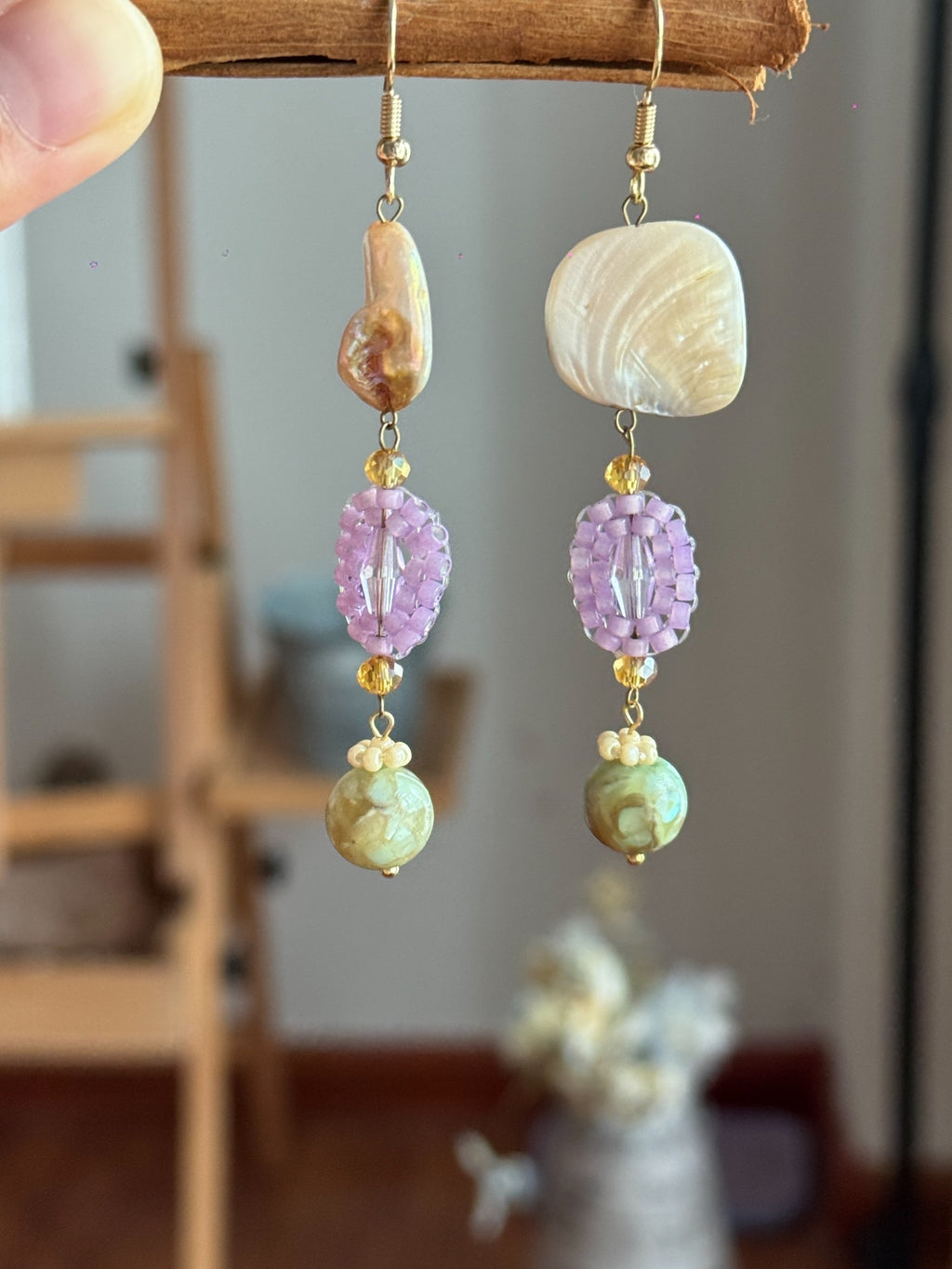 Vintage Baroque Pearl Shell Handmade Earrings