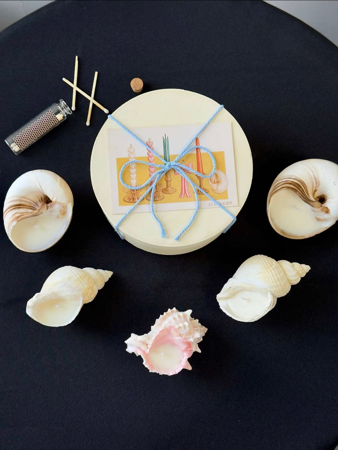 Seashell Soy Candle Gift Set in Wooden Box