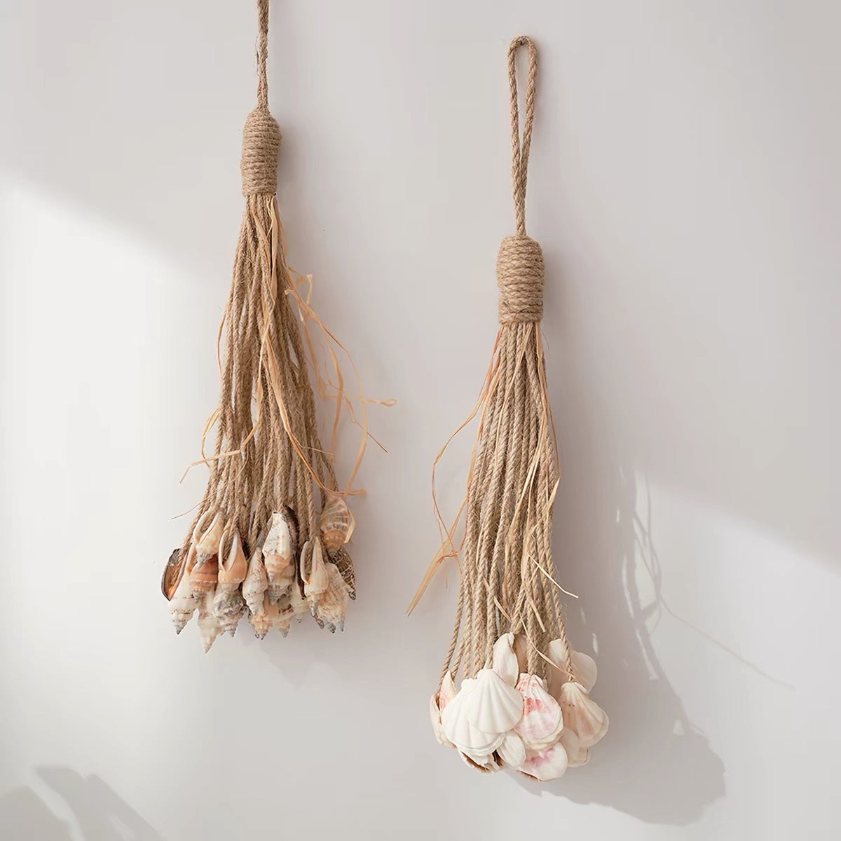 Mediterranean Shell & Conch Rope Wall Hanging | Coastal Boho Decor