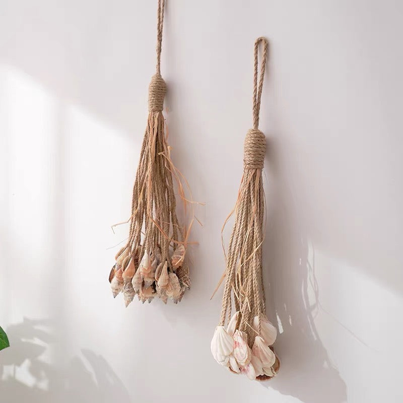 Mediterranean Shell & Conch Rope Wall Hanging | Coastal Boho Decor