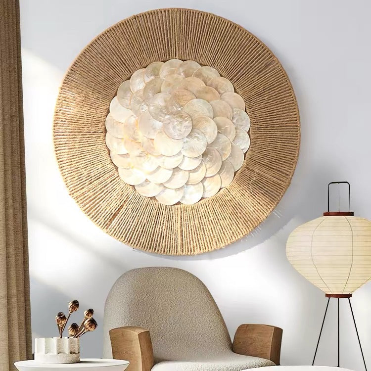Coastal Shell & Woven Wall Art | Handmade Boho Wall Decor