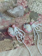 Wonderland Rabbit Hand-Painted 3D Shell Statement Earrings