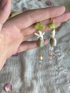 Pistachio Breeze Handmade Shell Drop Earrings