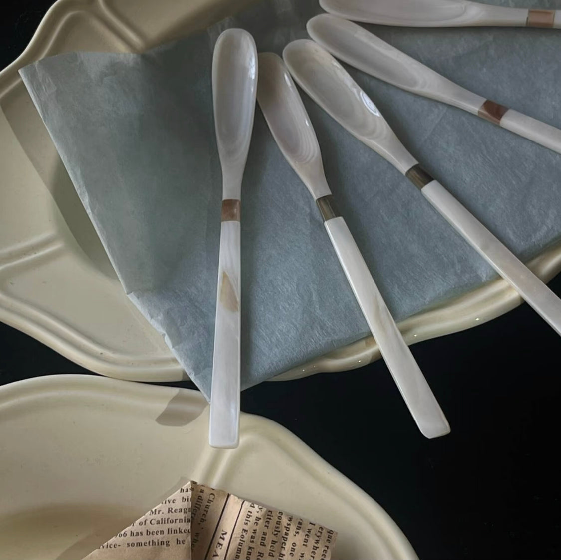 DewDrop Nacre Stirrer – Handcrafted Freshwater & Mississippi Pink Shell Spoon