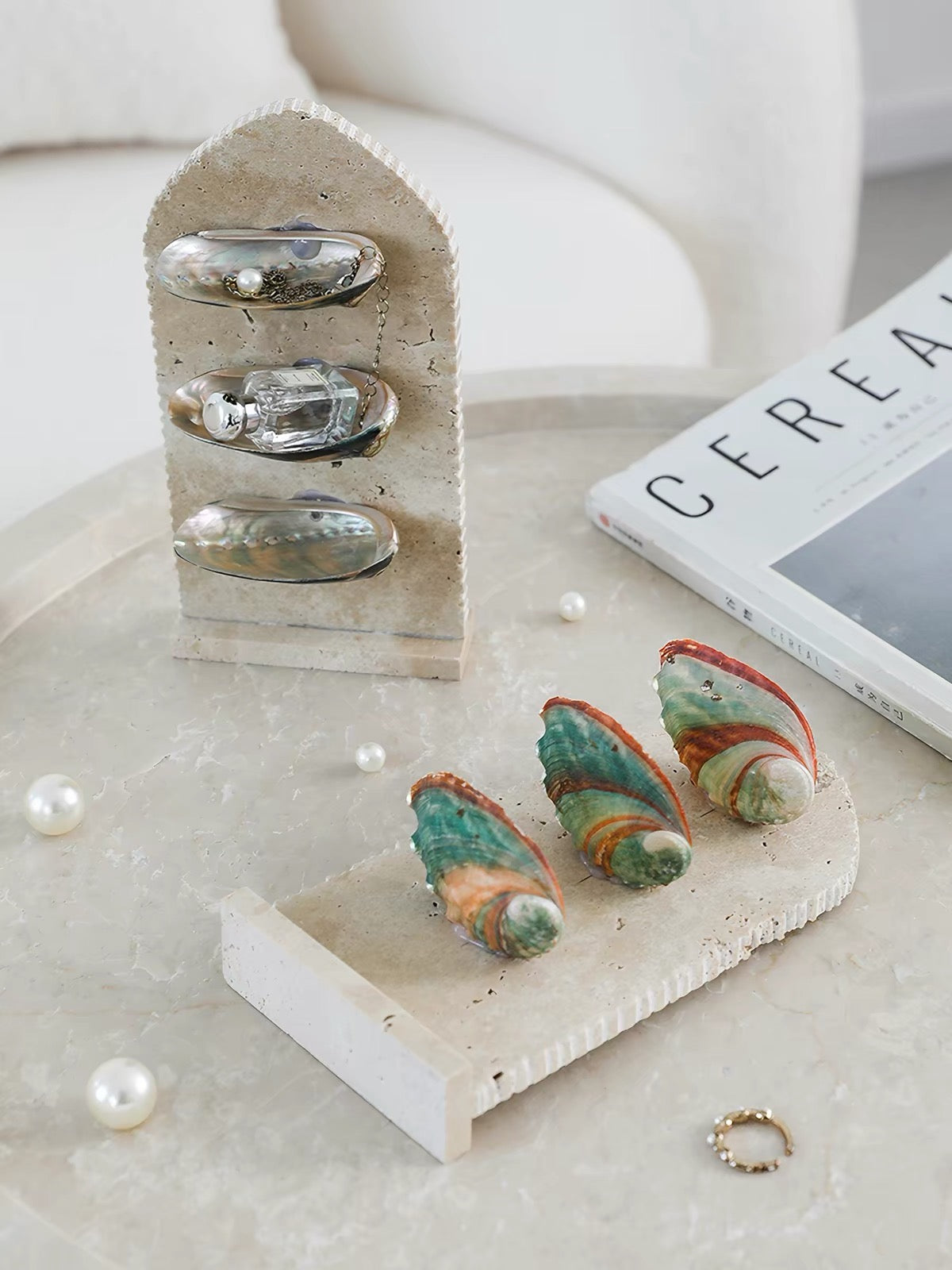 Tide Gallery Travertine Jewelry Stand