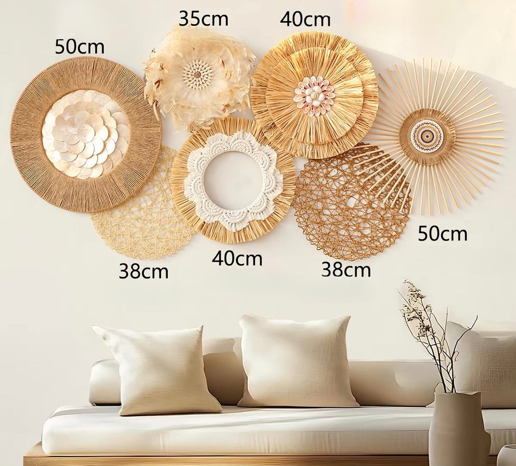 Coastal Shell & Woven Wall Art | Handmade Boho Wall Decor
