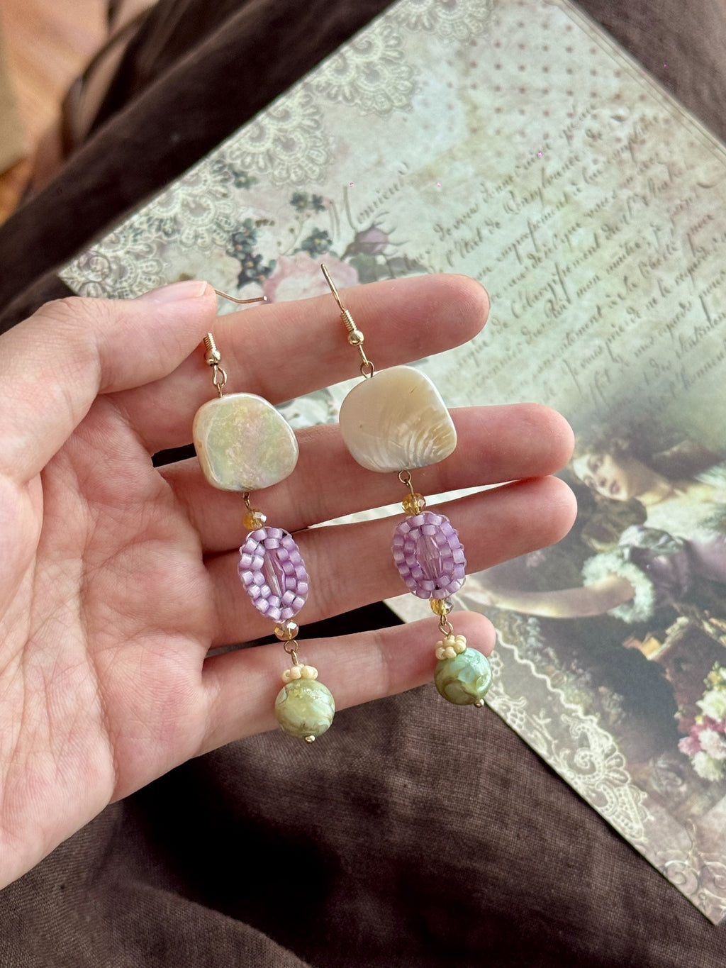 Vintage Baroque Pearl Shell Handmade Earrings