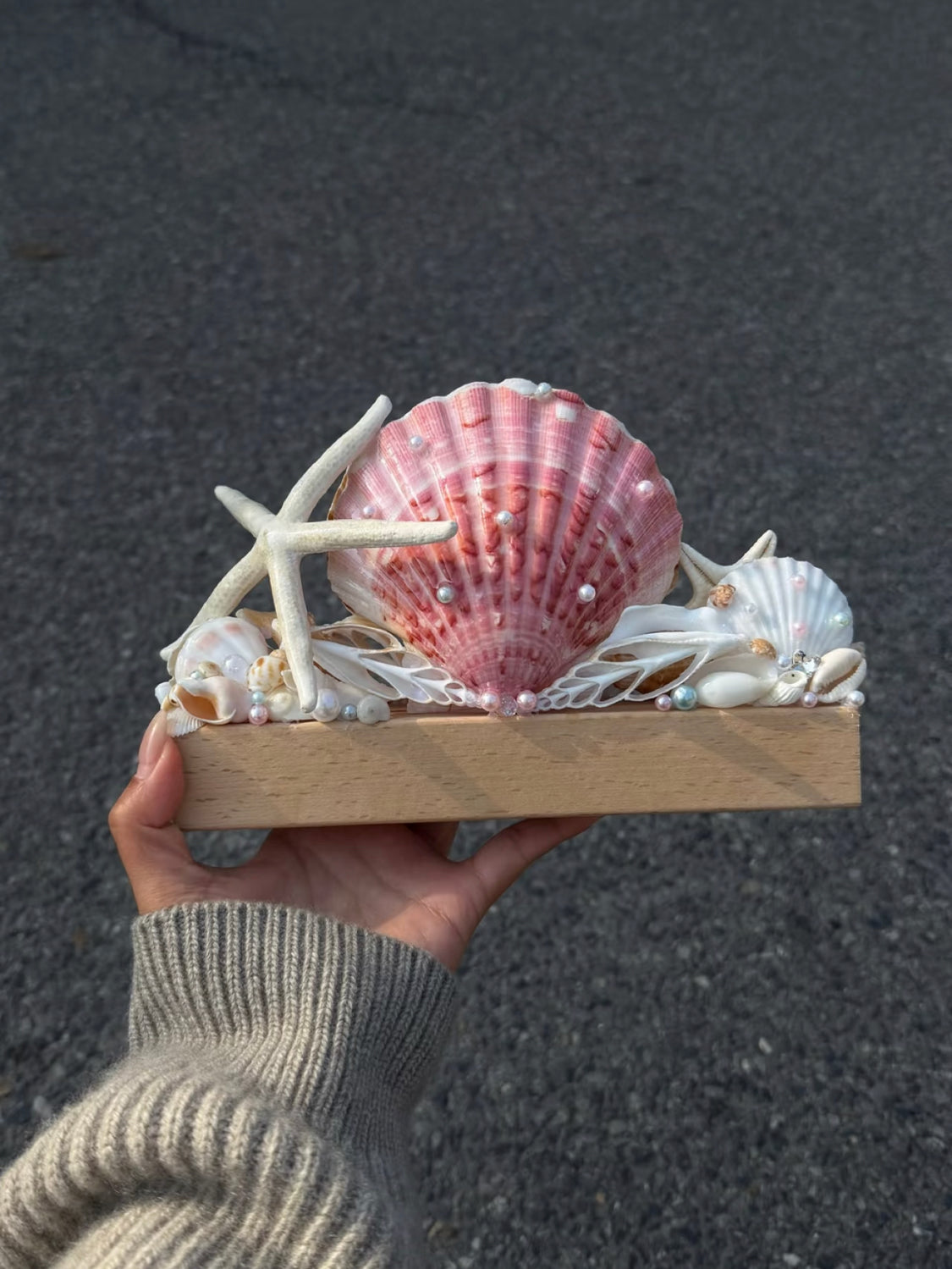 Pink Tide Seashell Night Light | Handmade Coastal Table Lamp