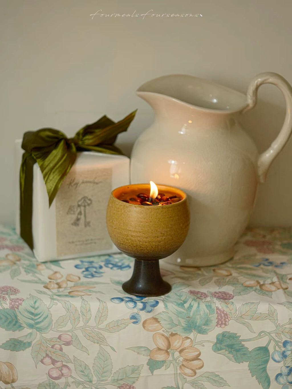 Hand-Ground Coffee Soy Candle – Ceramic Cup Gift