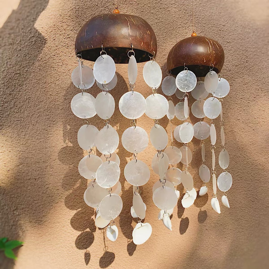 Ocean Whisper Capiz Shell Wind Chime| Handmade Coconut Shell Hanging Decor