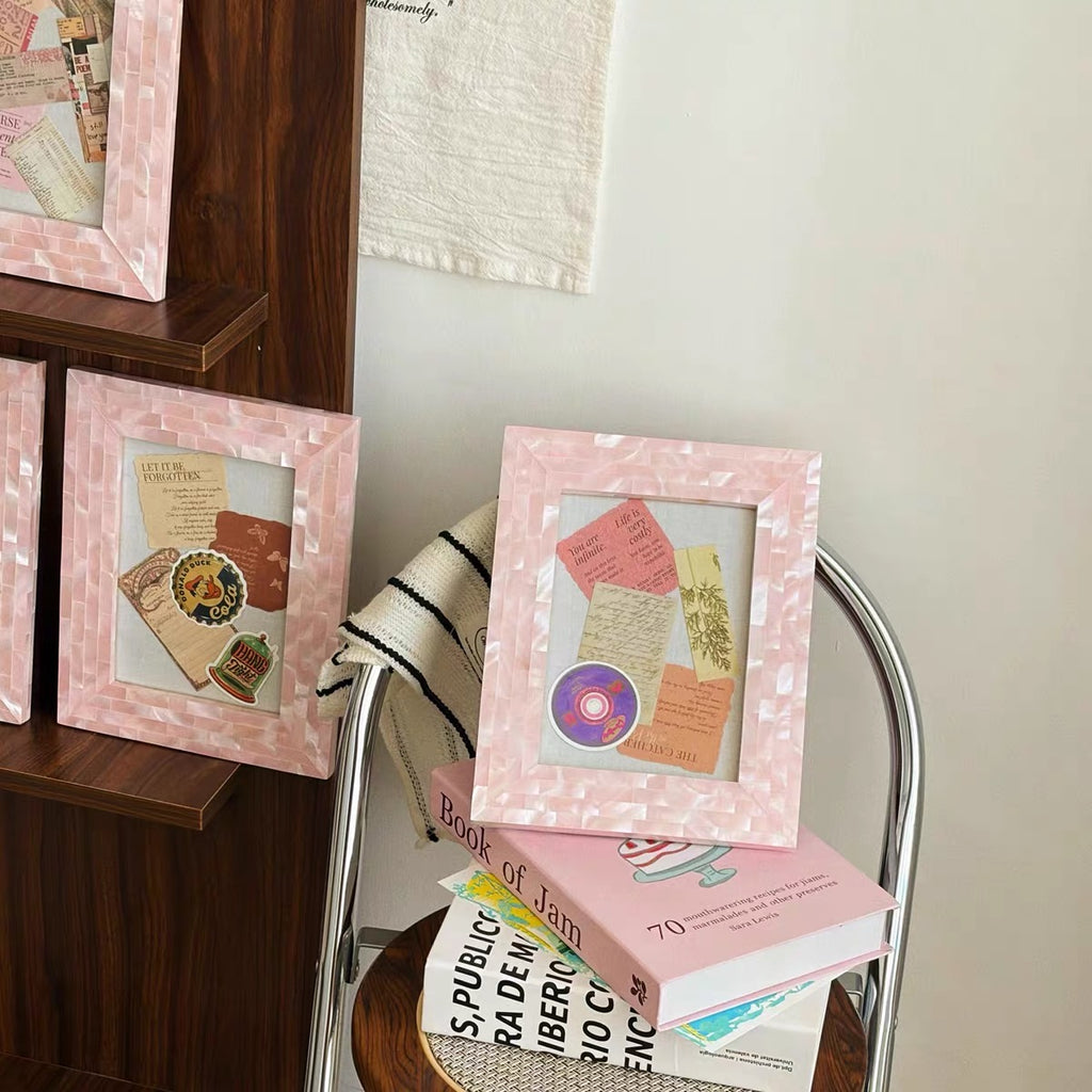 Pink Shell Glow French Collage Art Frame