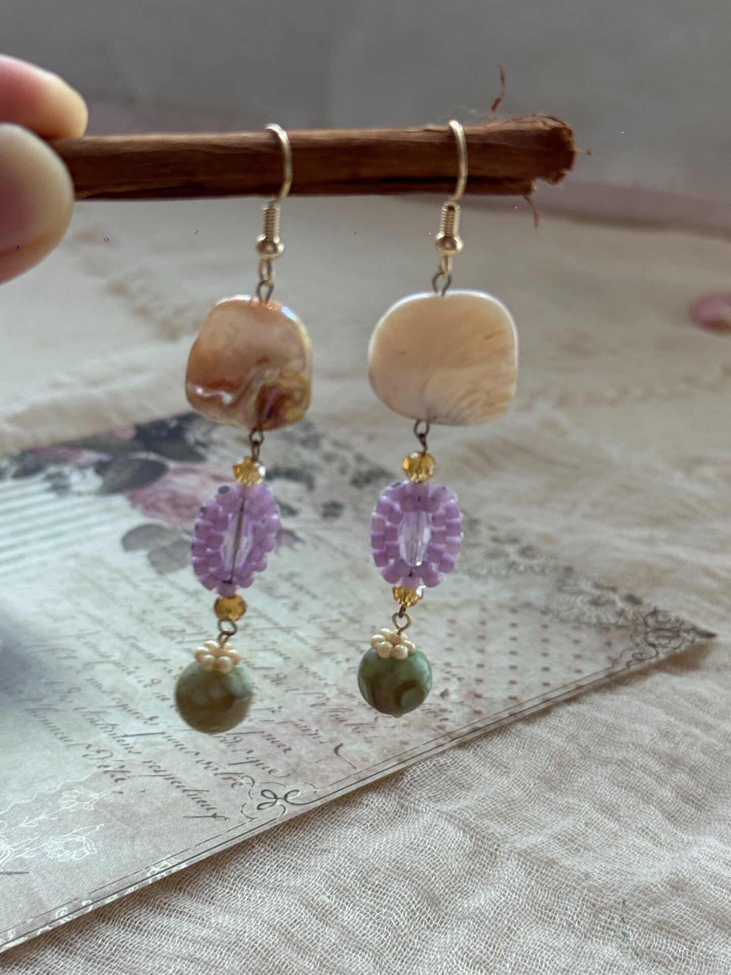 Vintage Baroque Pearl Shell Handmade Earrings