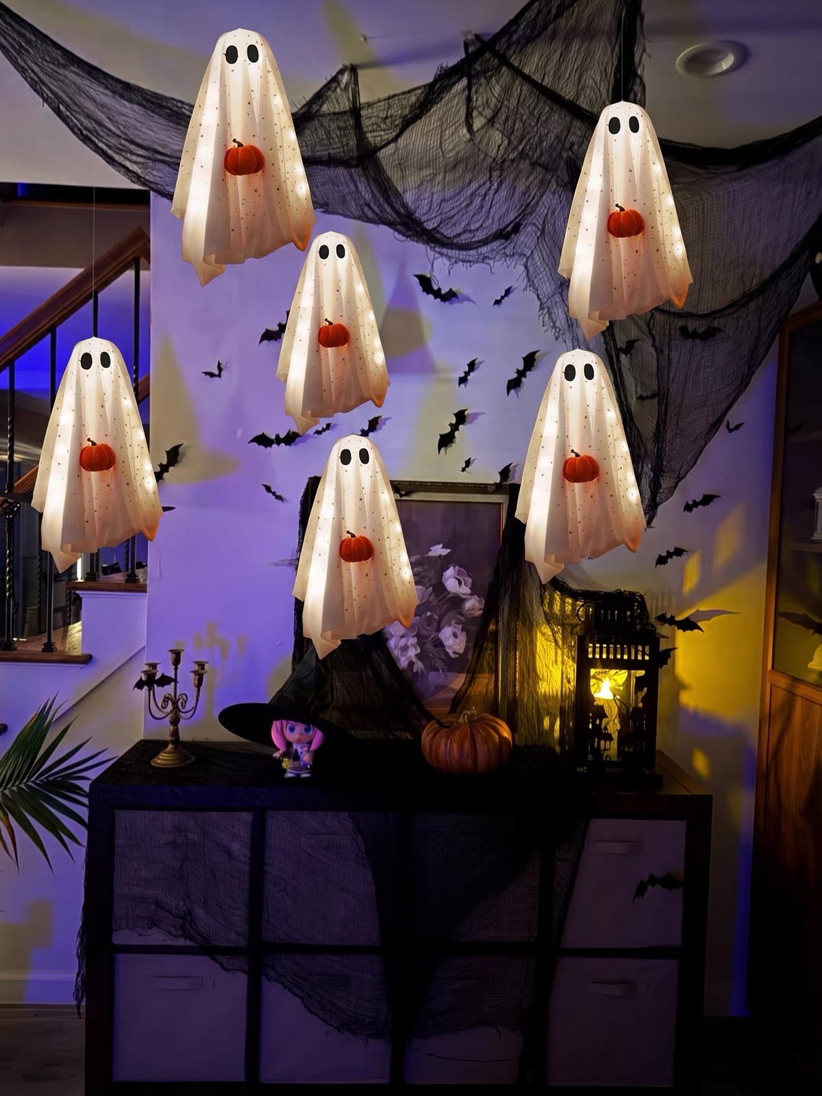 Halloween Ghost Hanging Light – Glowing Ghost Decor